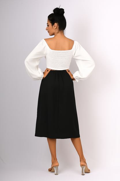 Satin Balloon Sleeve Crop Top