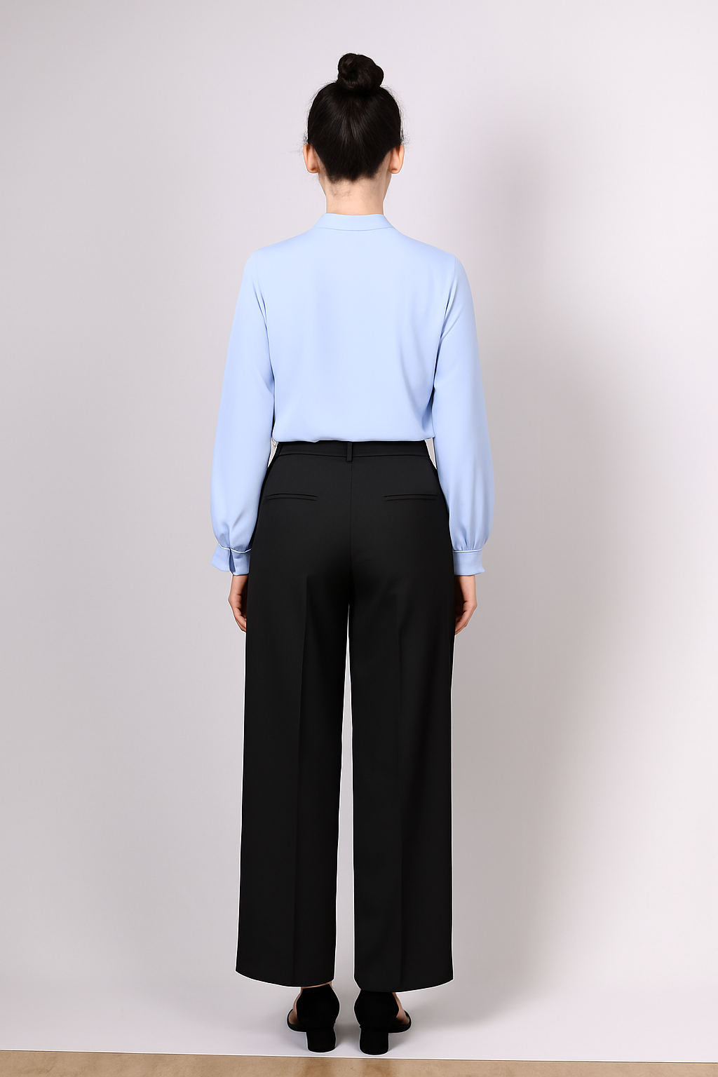 Light Blue V-Neck Formal Shirt for Women