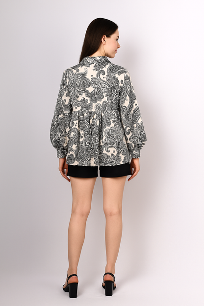 Floral Flared Tunic Top