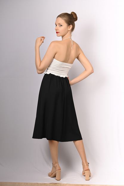 White Textured Halter Neck Top