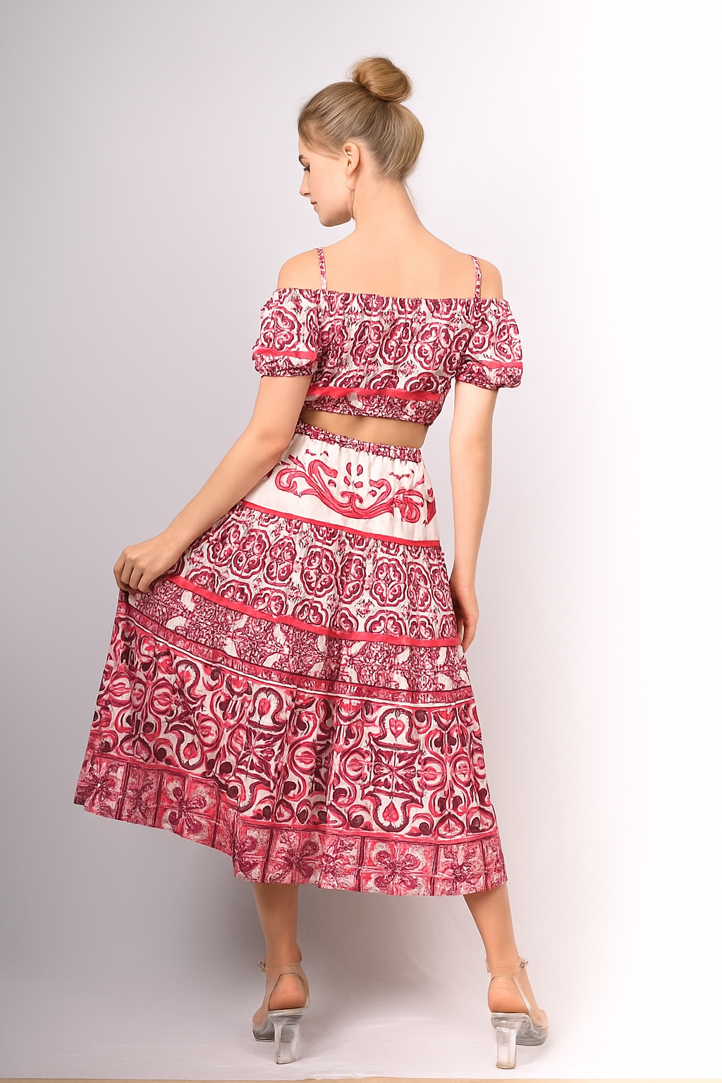 Boho off-shoulder skirt Co-ord set