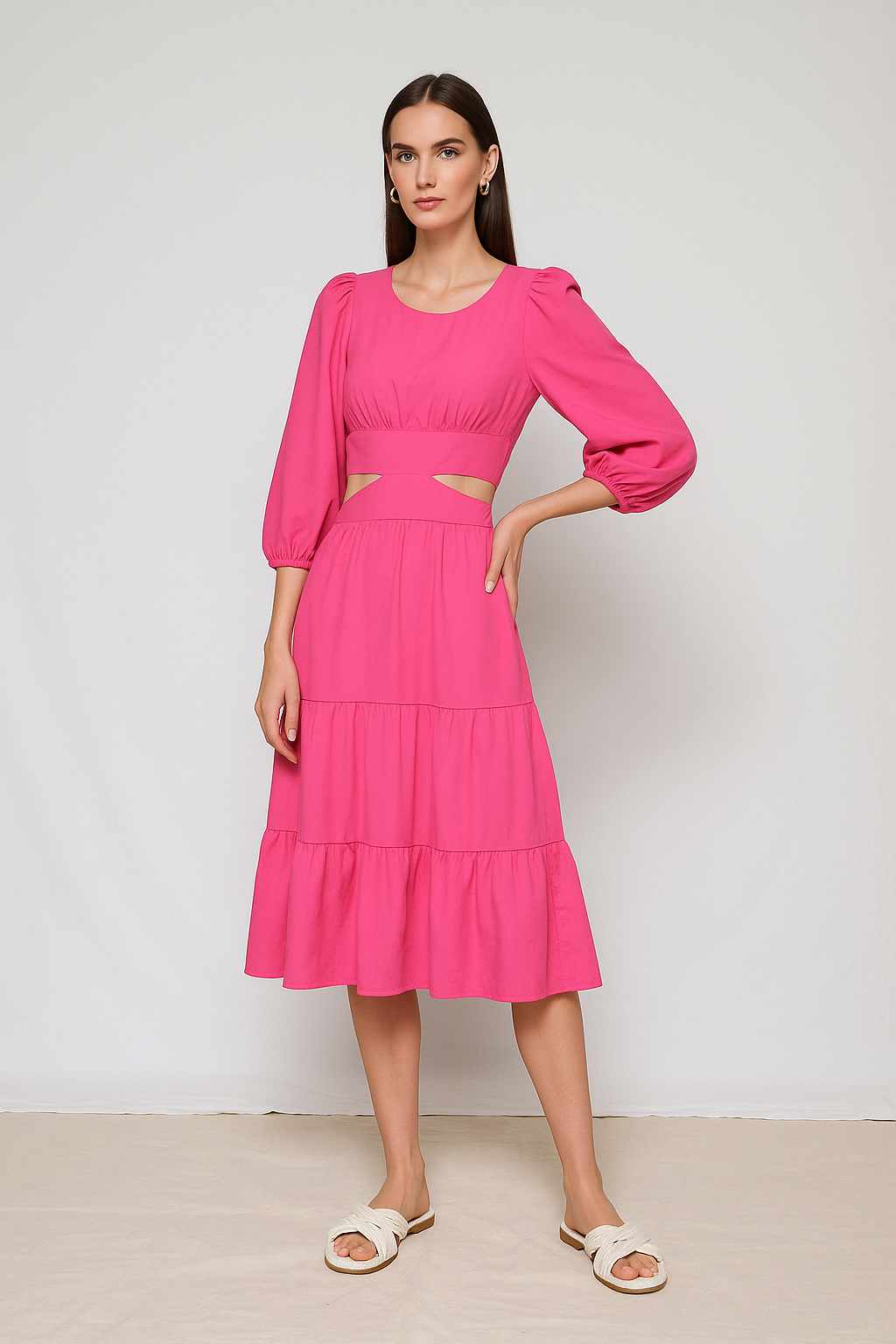 Midi Dress with Cut-Out Detail