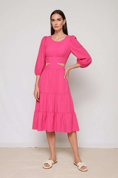 Midi Dress with Cut-Out Detail
