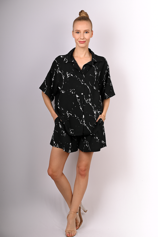 Black Marble Print Co-ord Set