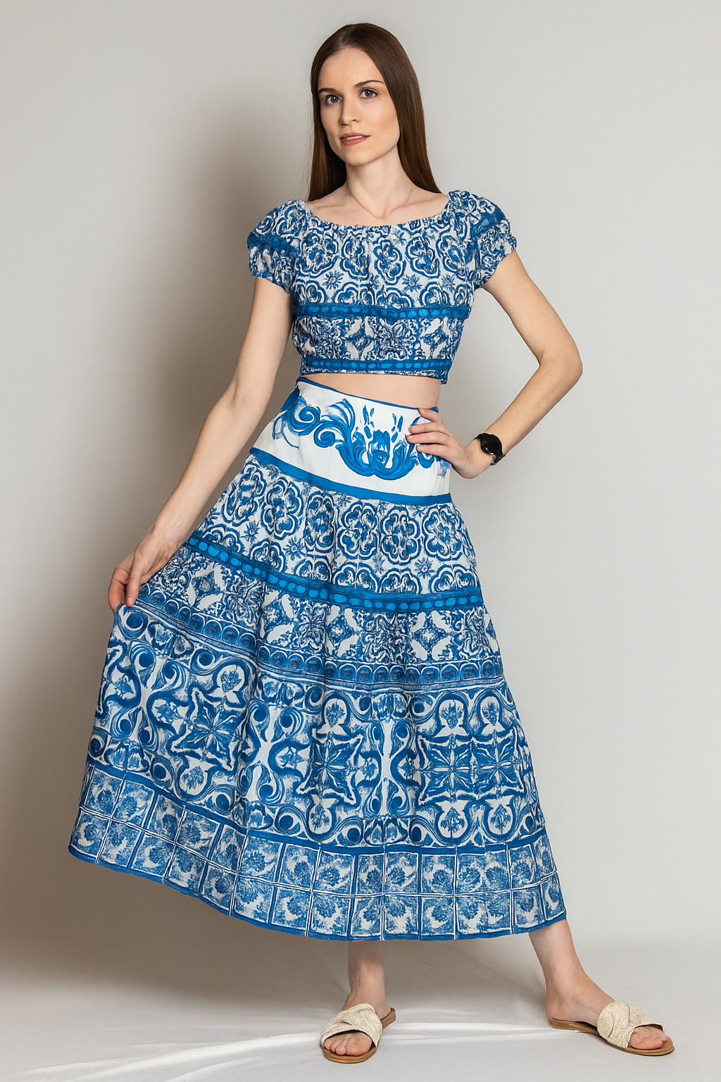 Boho off-shoulder skirt Co-ord set