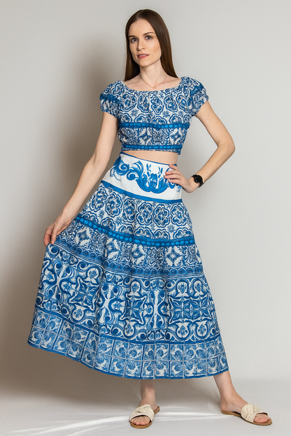 Boho off-shoulder skirt Co-ord set