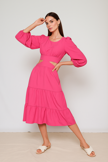 Midi Dress with Cut-Out Detail