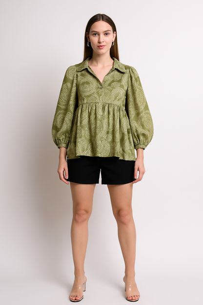 Floral Flared Tunic Top