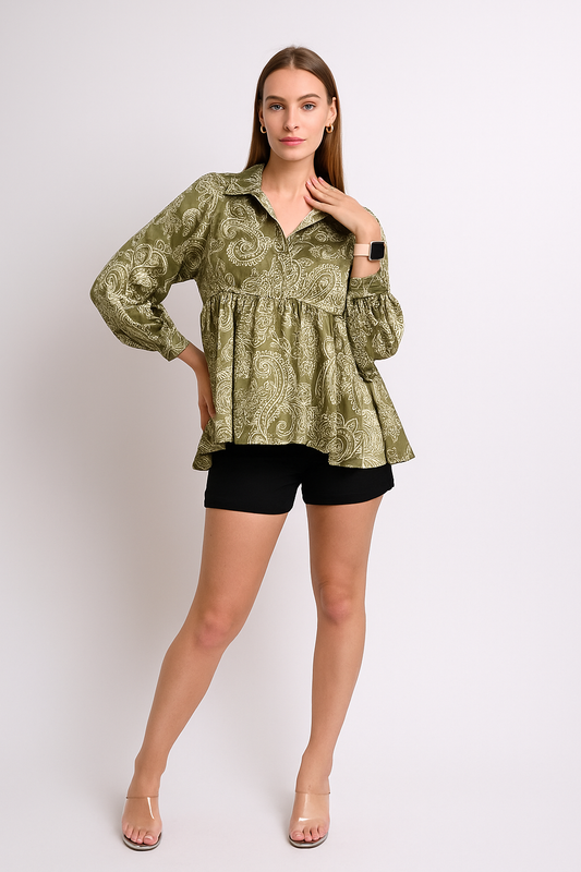 Floral Flared Tunic Top