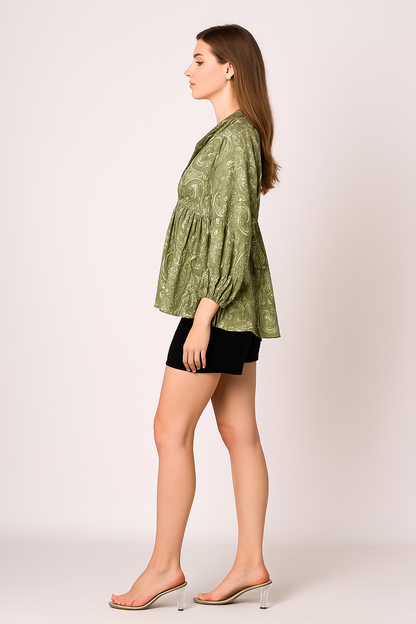 Floral Flared Tunic Top