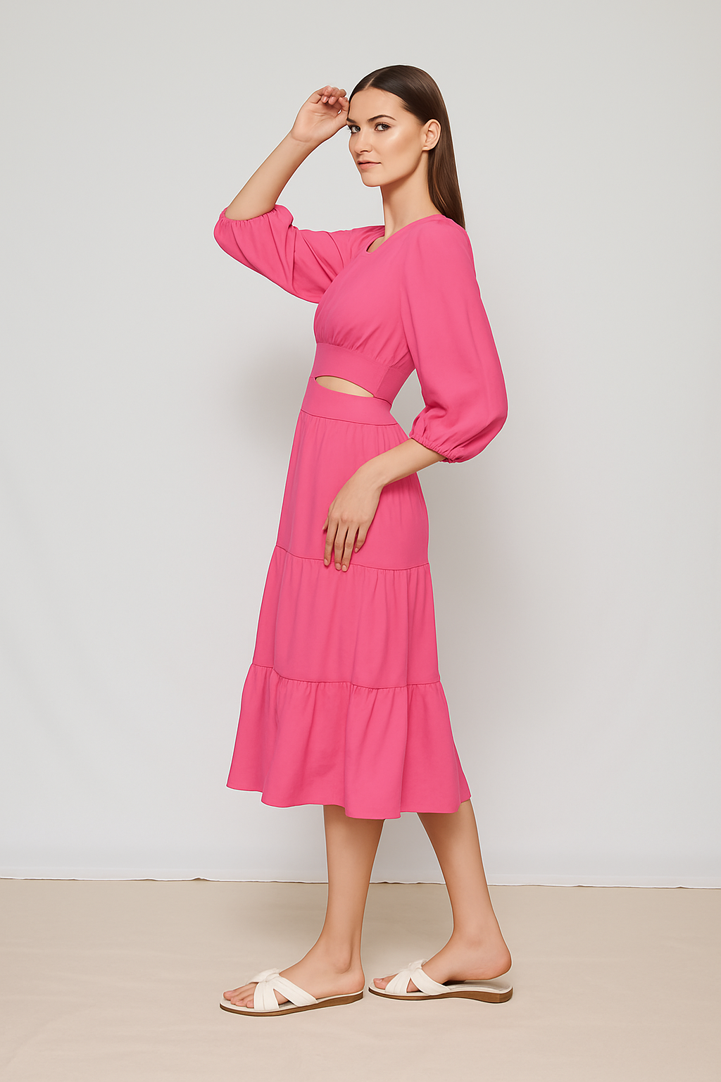 Midi Dress with Cut-Out Detail