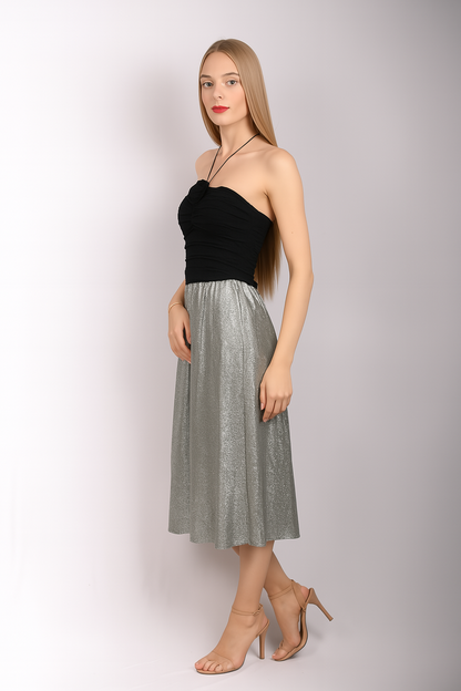 White Textured Halter Neck Top