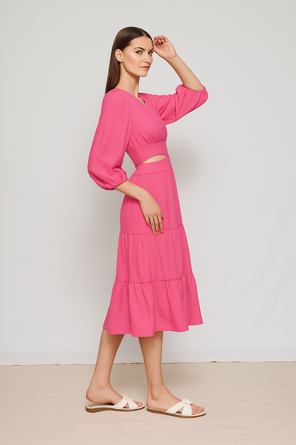 Midi Dress with Cut-Out Detail
