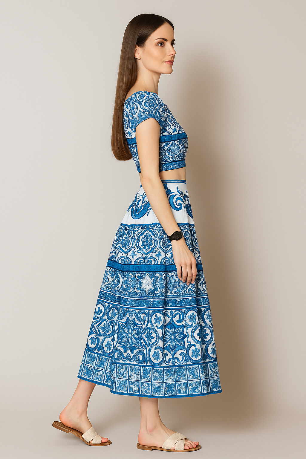 Boho off-shoulder skirt Co-ord set