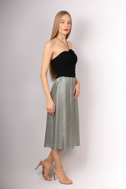 White Textured Halter Neck Top